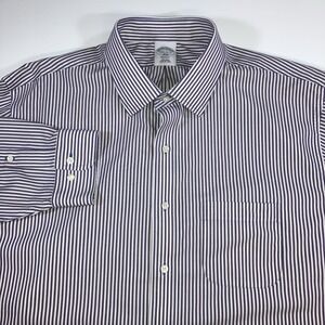 Brooks Brothers Regent Fit White Blue Red Striped Dress Shirt Men XL 17 1/2 6/7